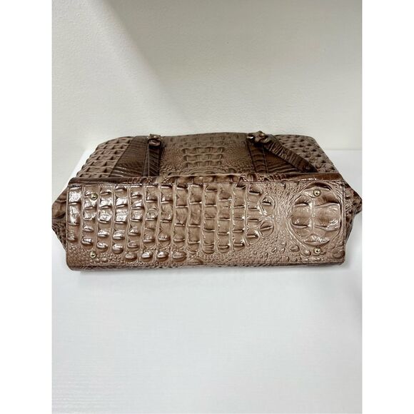 Brahmin Paris Toasted Barley Melbourne Leather Croc Shoulder Tote Purse Bag - Picture 10 of 13